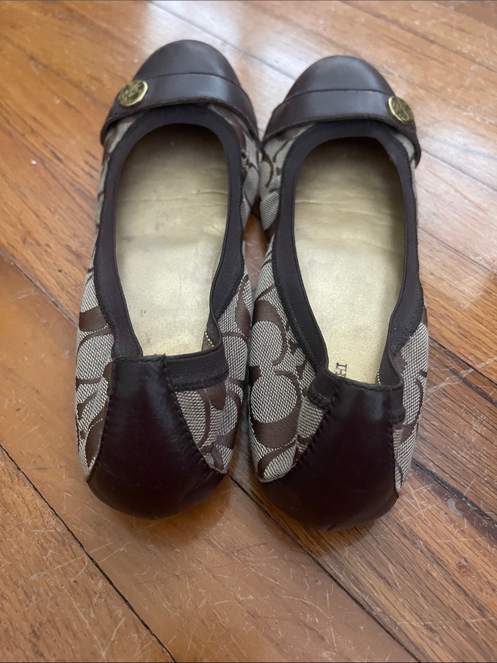 Coach Brown Canvas Signature Logo Ballet Flats - Picture 2 of 6